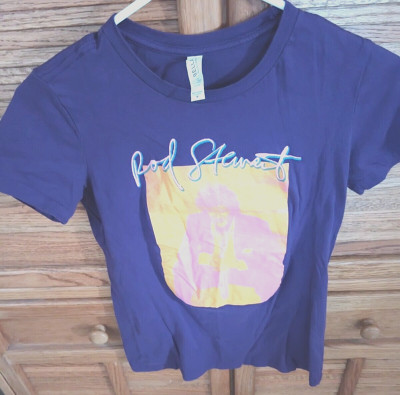 Rod Stewart Womens Medium T-Shirt Tee Shirt Purple Rock Music