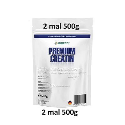 PHARMASPORTS 1kg / 1000g Creatin Monohydrat Pulver - Ohne Zusätze - 100% Rein - Mesh 200