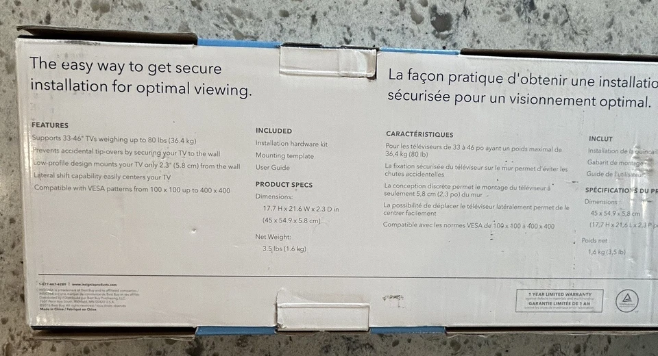 Heavy Duty Fixed TV Wall Mount Bracket Support Max 46” LCD LED Monitor Panel - Image 4 of 4