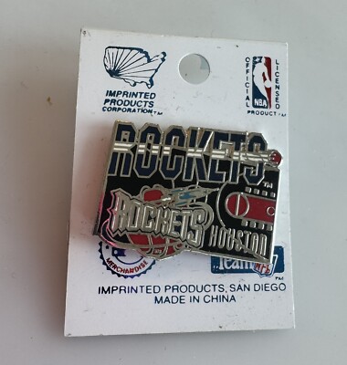 1995 Houston Rockets Lapel Pin NBA Logo New On Card Championship Year Basketball