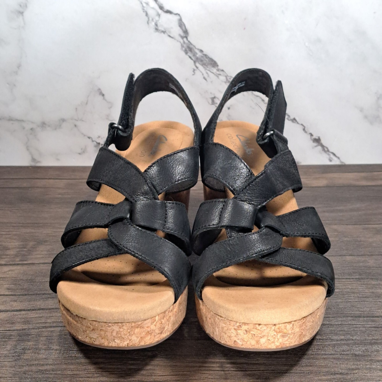 Clarks Collection Giselle Beach Wedge Slingback Cork Strappy Sandals