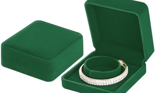 2 Pieces Velvet Bracelet Boxes for Jewelry Gift, Classic Jewelry Box Green