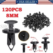 120 PCS 8mm Bumper Clips Auto Car Hole Retainer Rivets Fastener Fender Push Pin