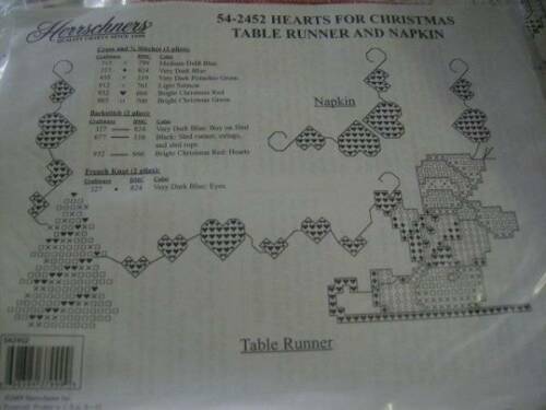 Herrschners Table Runner & 4 Napkins Stamped Cross Stitch Fabrics To ...