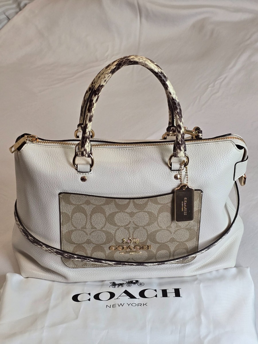 Coach Pebble Leather Emma Satchel w/ Signature Canvas and  Coach Emma Satchel Metallic Blush Pebble Leather Snake Trim Crossbody main image 0