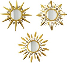 Champagne Gold Round Wall Mirror - Set Of 3 Decorative Vintage Room