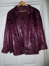 Lafayette Faux Look Leather Wine Krinkle Jacket Sz 22