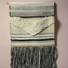 Large Boho Woven Wall Hanging Tapestry   Macrame  Tufted Textile Art 36 X 25