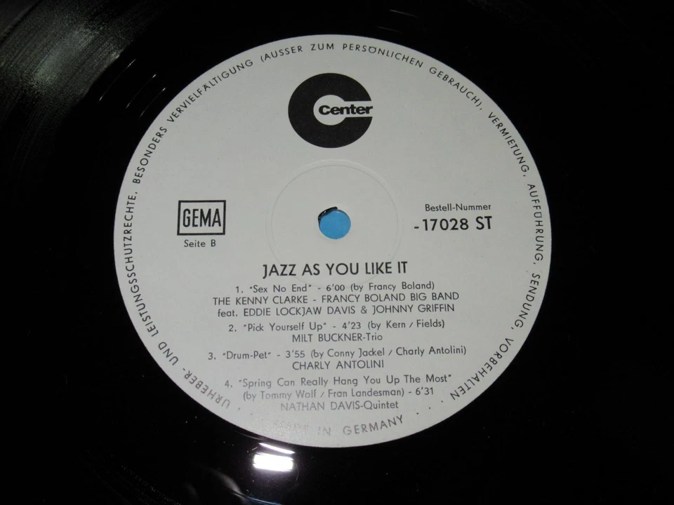 V.A. / Jazz As You Like It (1968, Center 17028 ST) White Label Promo LP - Bild 3 von 3