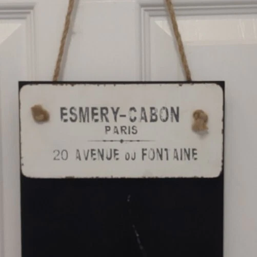 Paris Themed Wood Blackboard Chalkboard w/ Rope Message Notice Sign ESMERY CABON - Image 3 of 3