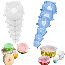 6Pcs Stretch Silicone Lids Bowl Reusable Kitchen Food Storage Wrap Sealing Cover