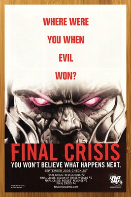 2008 DC Comics Final Crisis Print Ad/Poster Darkseid Superhero Promo Art