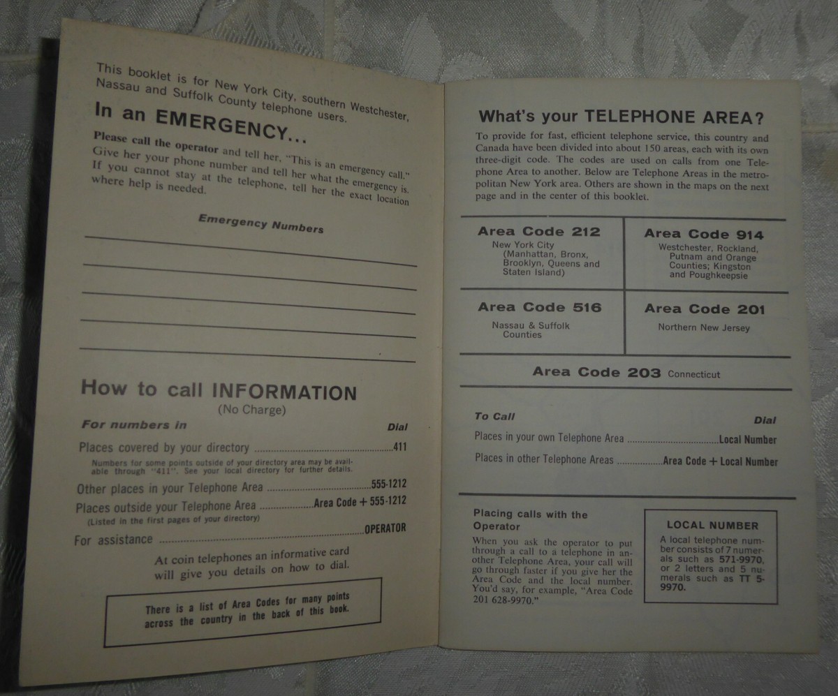 Vintage New York Telephone Blue Book of Telephone Numbers Area