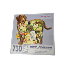 Bits and Pieces Lovable Labs 750 Piece Puzzle Shaped Jack Williams 23x21 Sealed