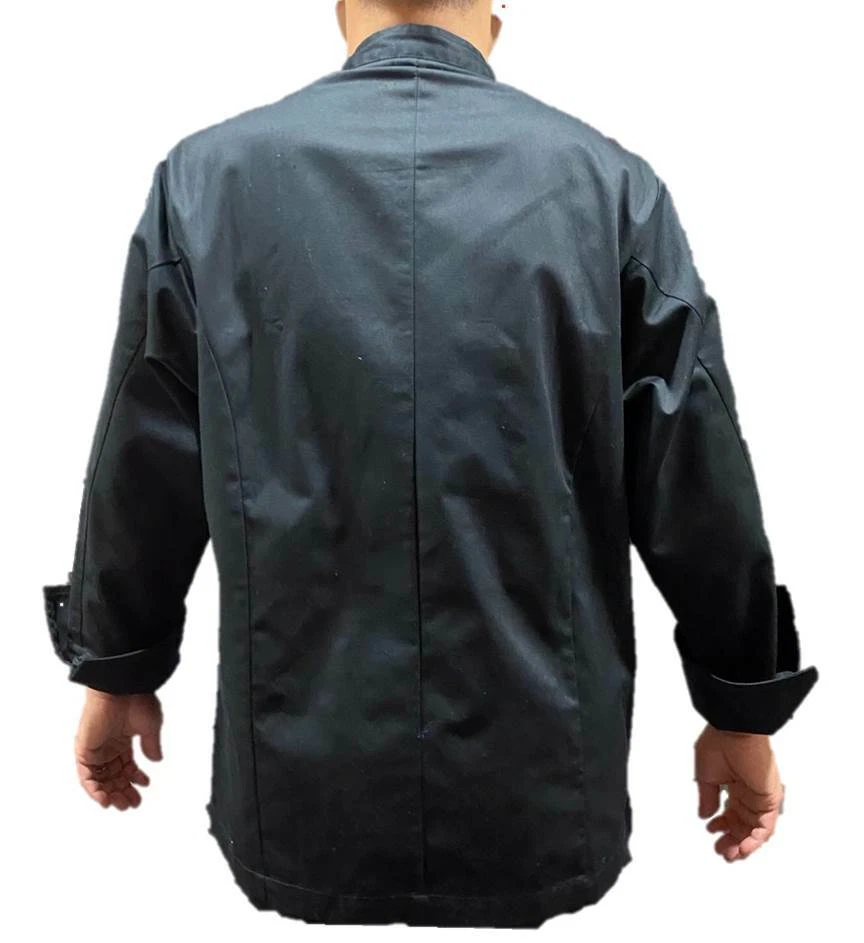 Stylish Men Women Unisex Chef Coat Jacket Kitchen Work Cook Uniform Long Sleeve - Image 4 of 4