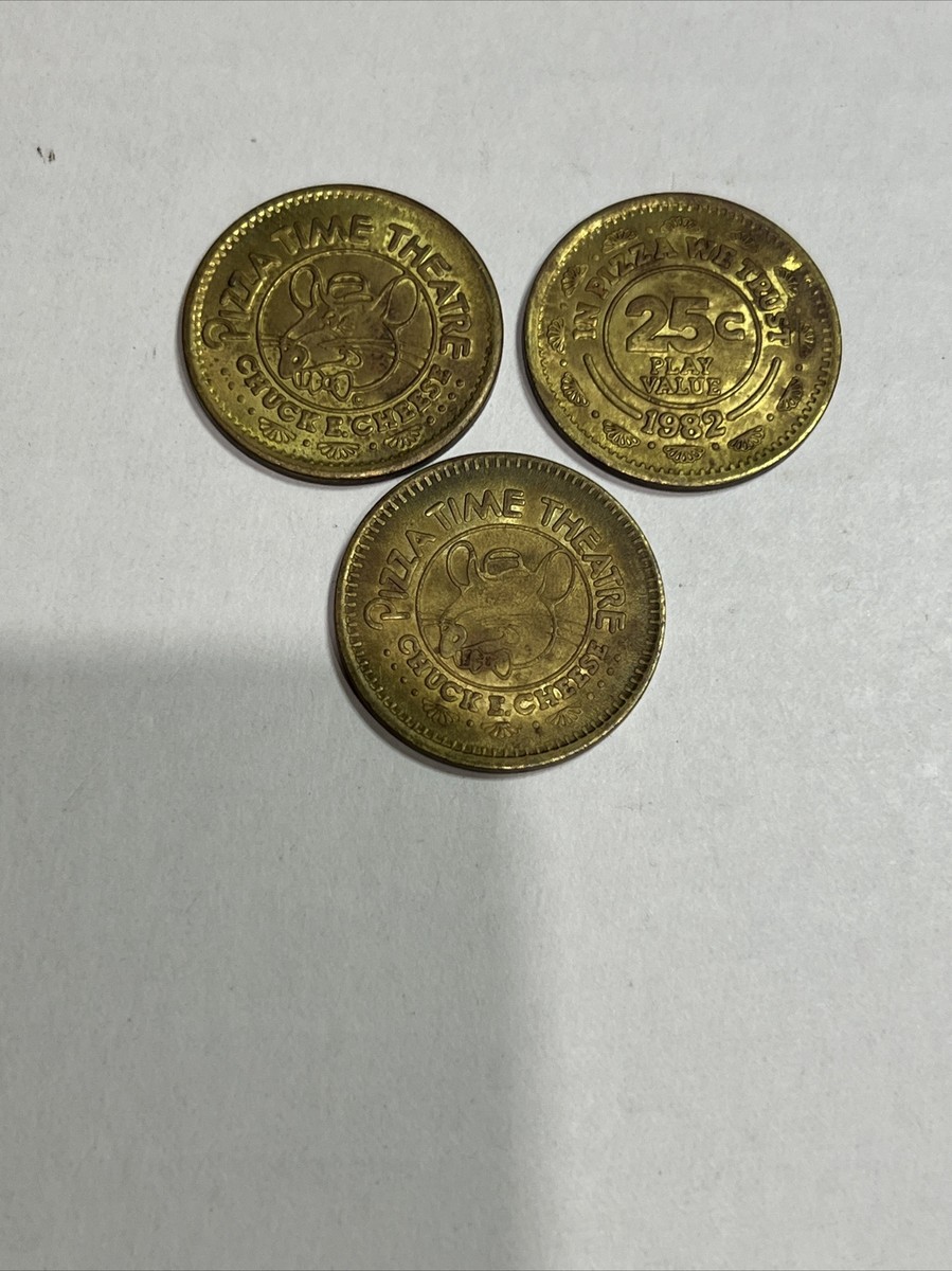 3-1982 Rat Chuck E Cheese Token,25 cent,Pizza Time Theater (Lot 1
