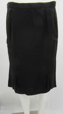 Chanel Boutique 97p black wool a-line knee length skirt w/ gold cc button sz 42