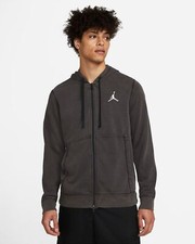 NEW MEN  S NIKE JORDAN DRI-FIT AIR FLEECE FULL-ZIP HOODIE GRAY BLACK WHITE  65