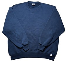 Vintage 90s Russell Athletic Made In USA Blank Crewneck Sweatshirt Blue Large