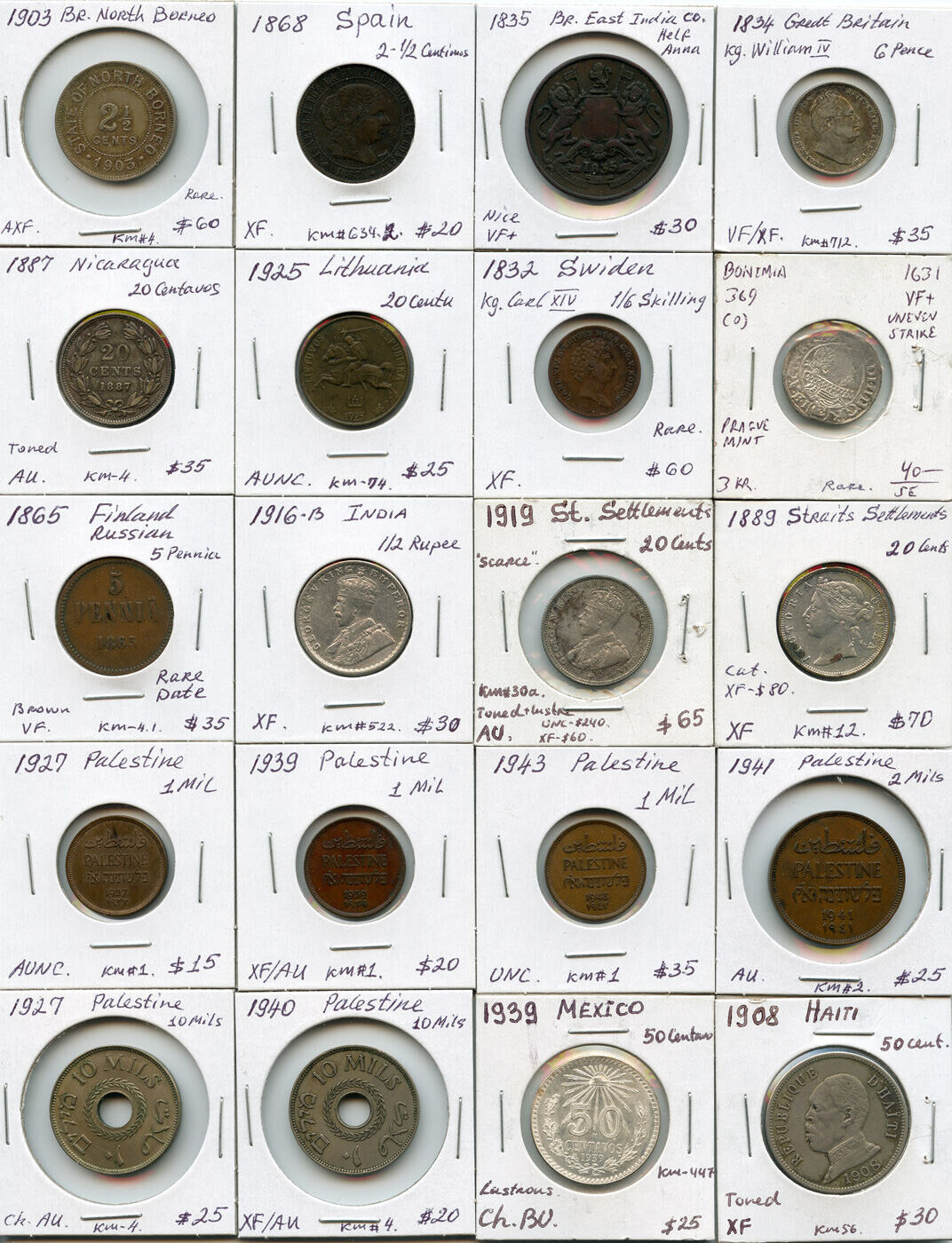 WORLD MIX COINS 1600'S-1900'S ISSUE 20 WORLD COINS COLLECTION RARE & NICE LOT.