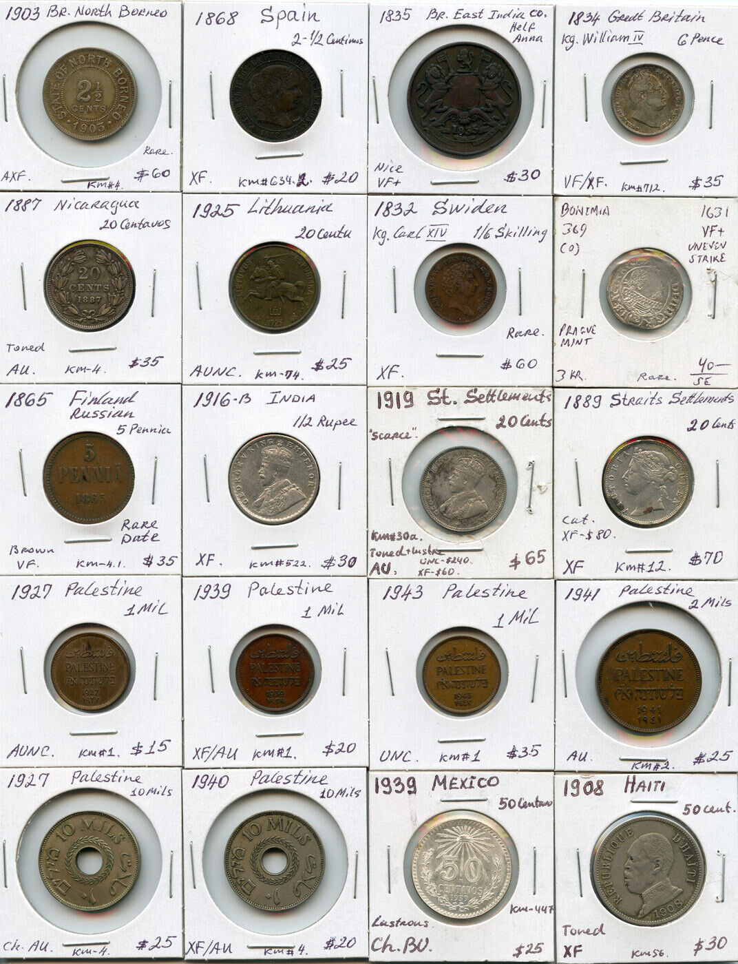 WORLD MIX COINS 1600'S-1900'S ISSUE 20 WORLD COINS COLLECTION RARE & NICE  LOT.