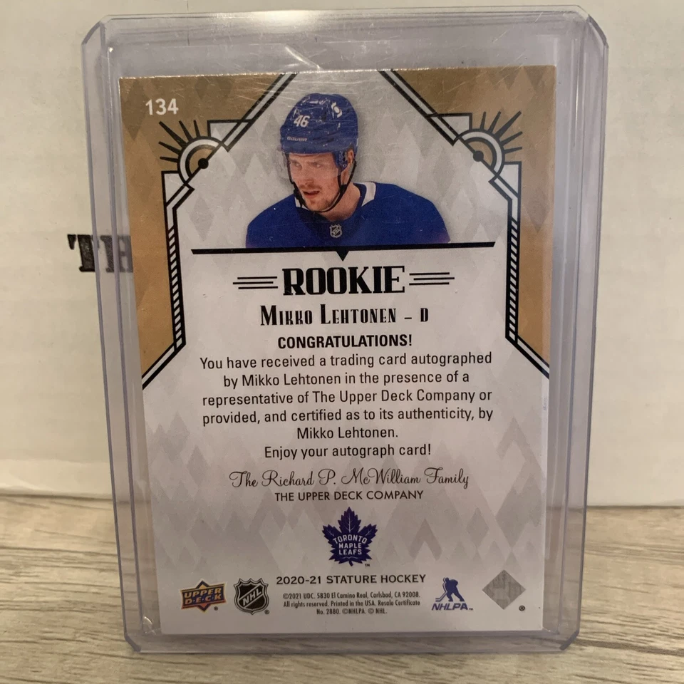2020-21 Upper Deck Stature - Rookies Autographs #134 Mikko Lehtonen /199 RC - Image 2 of 2