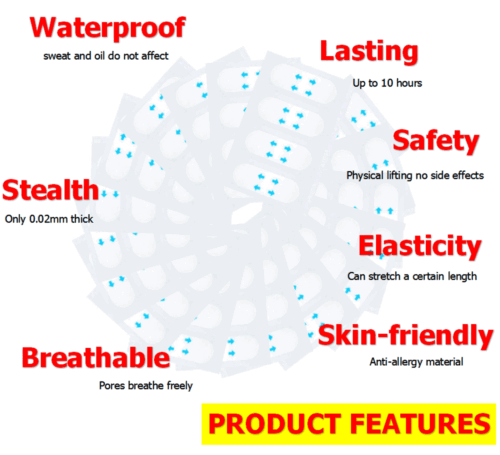 80x Invisible Face Lifter Tape Instant Facelift Tape Doppelkinn Falten dünn - Bild 6 von 12