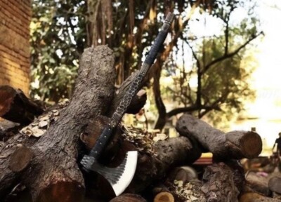 Two Handed Berserker Axe Hand Forged Norse Axe Scandinavian Viking Bearded Axe