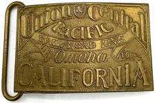 1970s Union Central Pacific Railroad Belt Buckle Marked Tiffany Studio New York