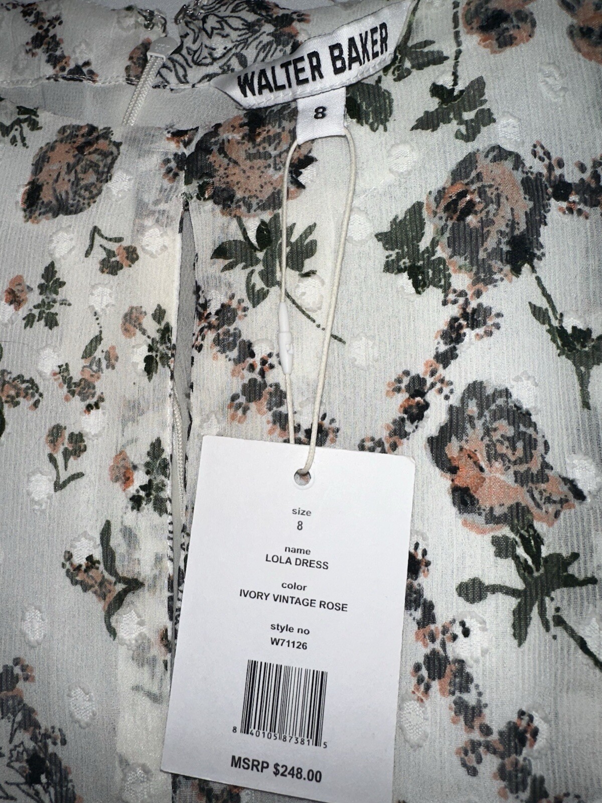 Camisa de vestir talla 8 Walter Baker Lola vestido estampado floral marfil rosa