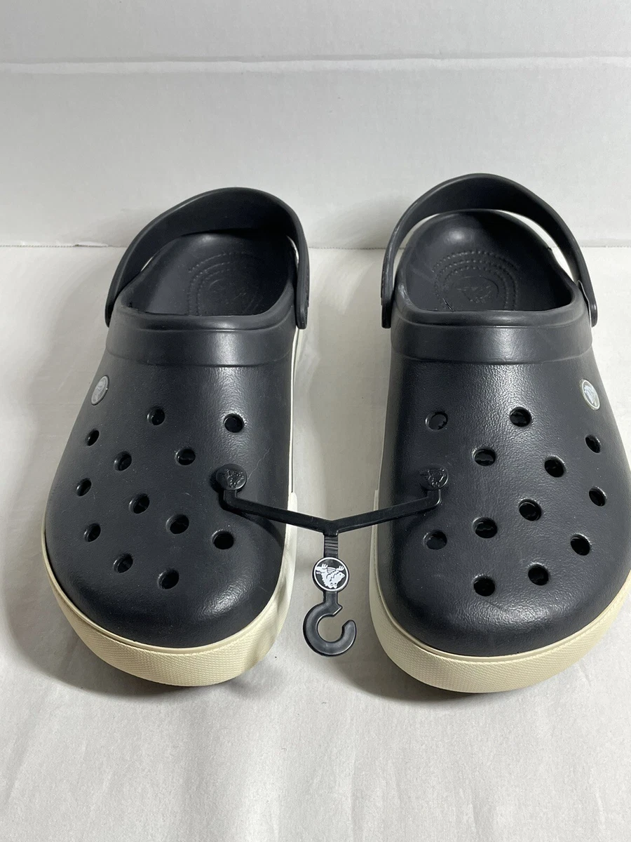 Crocs Crocband Clogs Black Off White Sole Green Strip Men s Size