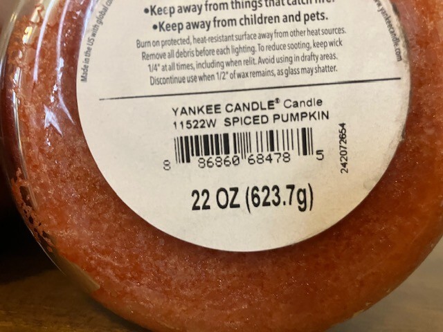 NEW Yankee Candle Spiced Pumpkin Sugared Cinnamon Apple 22 oz glass jar candle