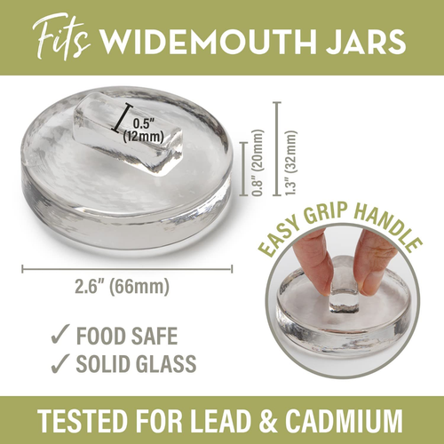 Glass Fermentation Weights for Fermenting | Easy Lift Handles | Set of 4 Pickle - Picture 3 of 12