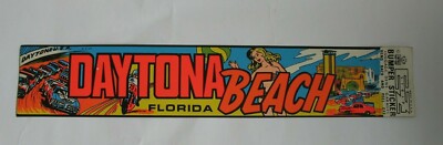 NOS Vtg Daytona Beach Florida Souvenir Bumper Sticker 500 Bikinis Motocross USA