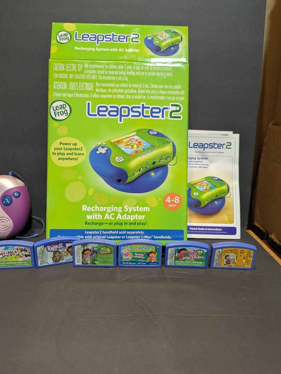 Leapster 2 Purple Learning Game System w/ 7 Games TESTED