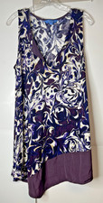 Simply Vera Vera Wang Women's XL Purple Abstract Tunic Top Asymmetric Hem Flowy