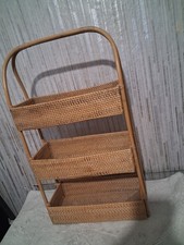 Vintage Wicker Rattan 3Tier Storage Shelf Basket Stand Bathroom KitchenOrganiser