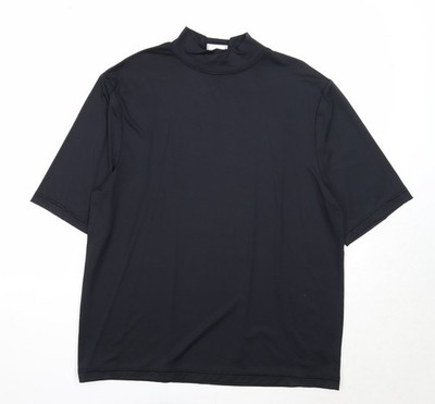 Elch Damen T-Shirt schwarz Polyester Basic Größe L Stehkragen