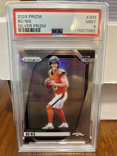 2024 Panini Prizm Bo Nix 309 Silver Prizm PSA 9