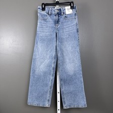 Abercrombie Kids Wide Leg Jean High Rise Size 7/8 Long Light Wash New Adjustable
