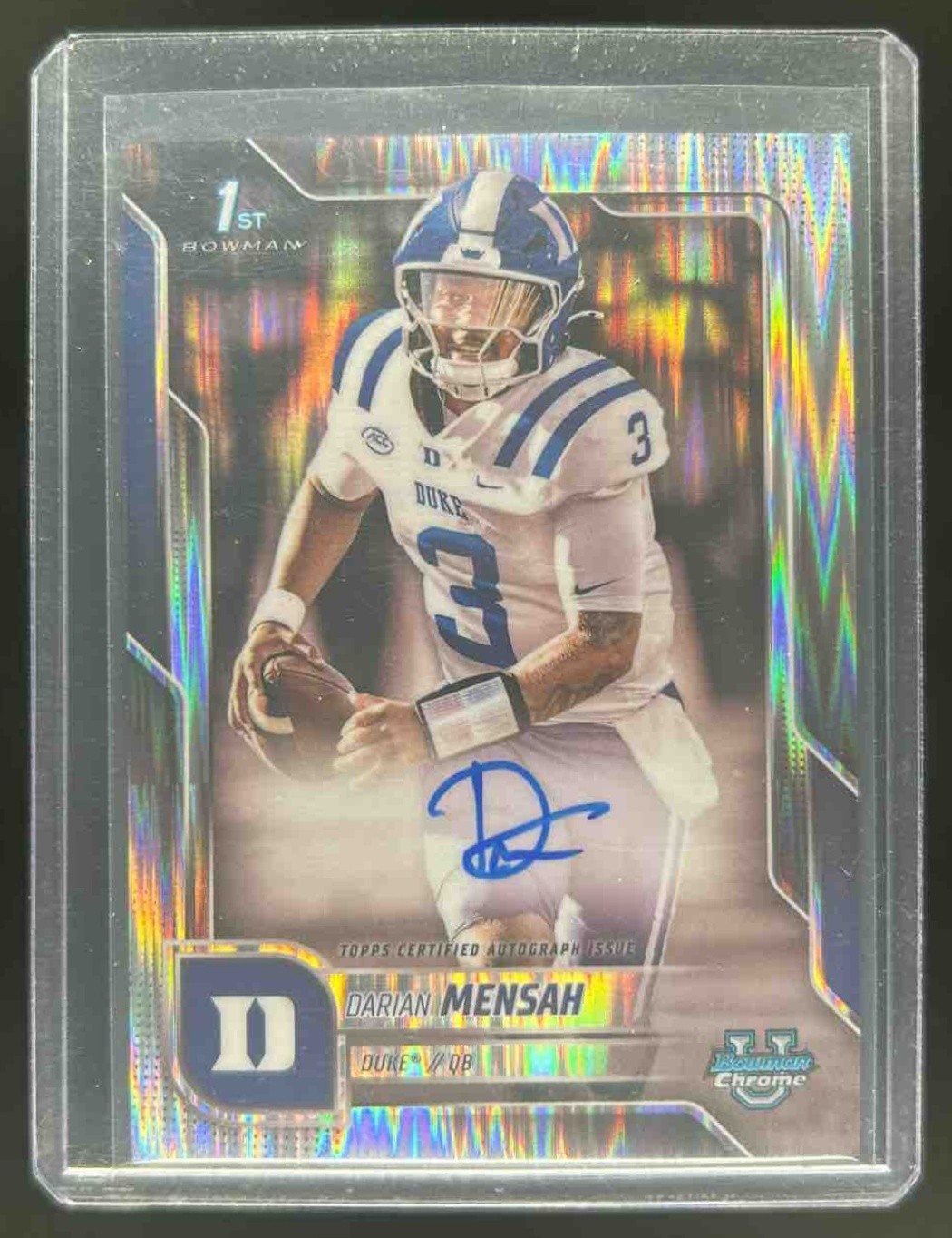 2025 Bowman Chrome U Darian Mensah Auto 1st Prospect Stealth Refractor #BCA-DM