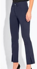 AYR The Sizzle Tonal Seamed Front Split Hem Pants Women's Size 2 Navy Blue
