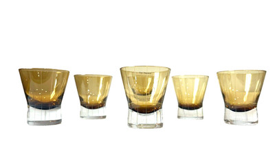 Set of 6 Guy Degrenne 4'' Tall Crystal Double Old Fashioned Modern Glasses