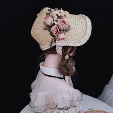 Victorian Poke Bonnet Hat for Women flroal Straw Hat Regency Era Straw Bonnet