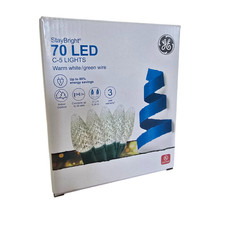 StayBright 70 LED C-5 Lights Warm White / Green Wire New