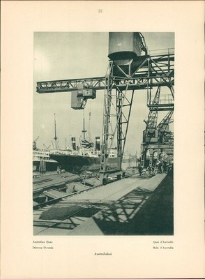 HAMBURG - Kupfertiefdruck : AUSTRALIAKAI. Werft von BLOHM & VOSS. Doppeltafel na