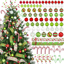 88Pcs Christmas Ball Ornaments Set Glittering Red Green White Christmas Tree Dec