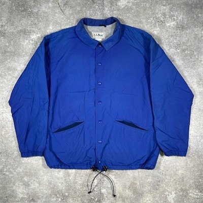 L.L.Bean Elvin 80's Back Fleece Coach Jacket Blue Chin Strap Vintage Used NE51-0