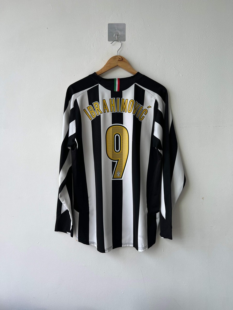 M) Juventus 2005-06 Home Long Sleeve Shirt Ibrahimovic #9 Original