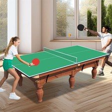 8FT Green Mid-Size Foldable Table Tennis Conversion Top Ping Pong Table Indoor